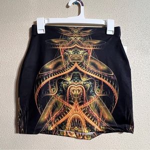 Johnathan Singer Psychedelic Black/Gold High Waist Mini Skirt!